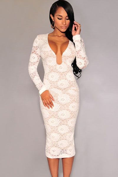 Long sleeve white dress midi shoes