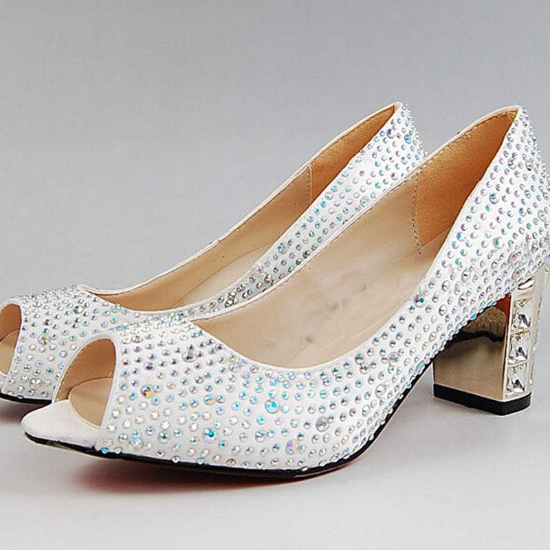 peep toe kitten heel wedding shoes