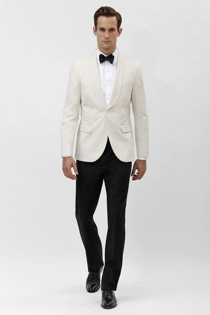 Ivory Groom Suit Wedding Dress Lapel Suits Best Man is Fit for a Button ...