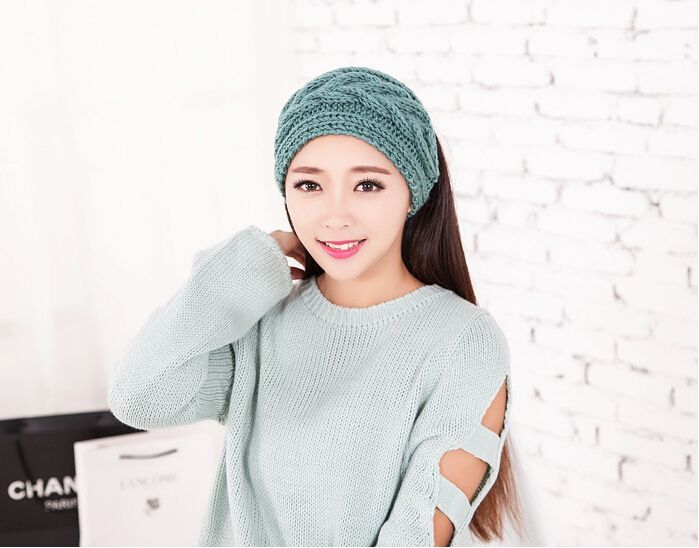 Corea del Invierno las Mujeres bandas para la cabeza Tejidas de Alta Calidad Cálida Lana Headwrap