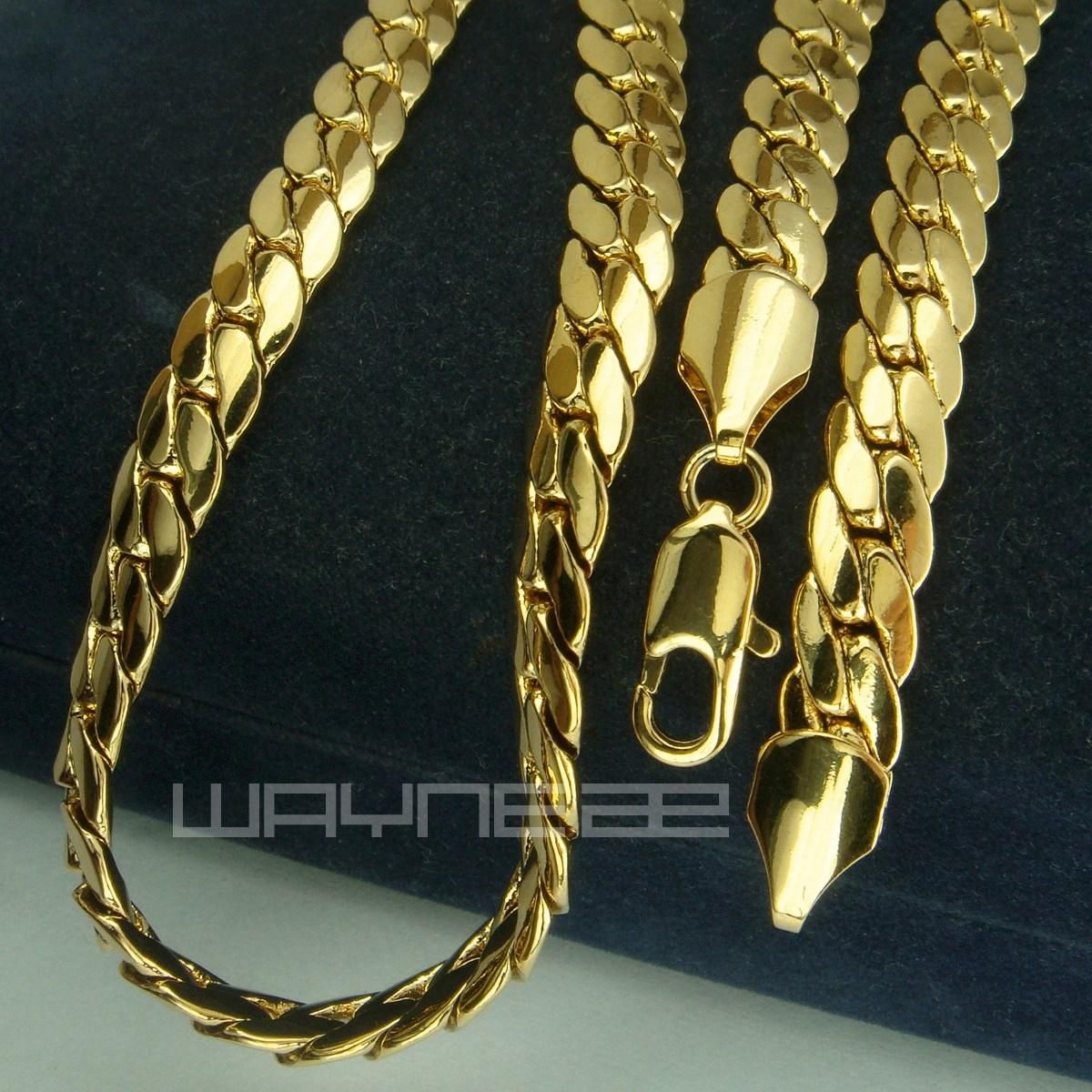 18k Gold Filled Mens Solid Snake Chain Necklace Link Jewellery N230