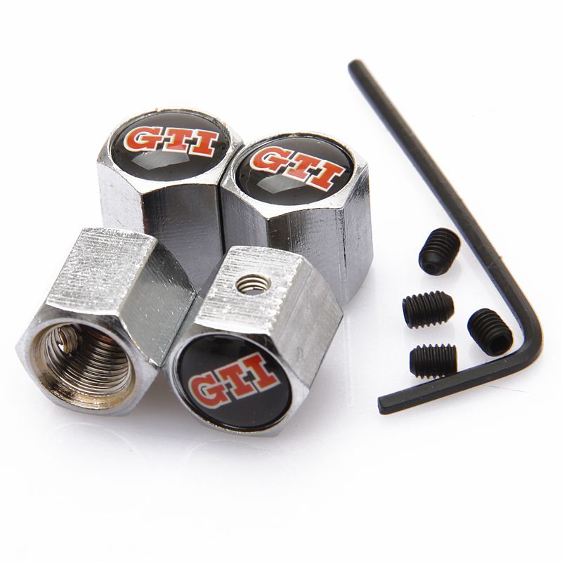 Lockable VW GTI AntiTheft Dust Cap Tire Valve Caps With Car Logo Badges Emblems VW GTI With
