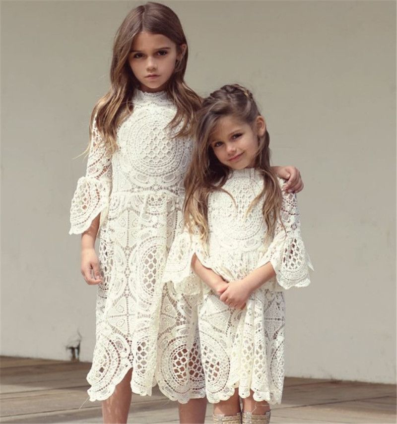 Acquista Abiti Baby Ragazze Del Merletto Del Crochet Abbigliamento Primavera Autunno 18 Neonate Vestiti Principessa Del Chiarore Del Vestito Dal Manicotto Delle Ragazze Dei Capretti Hallow Fuori Il Vestito A 12 26