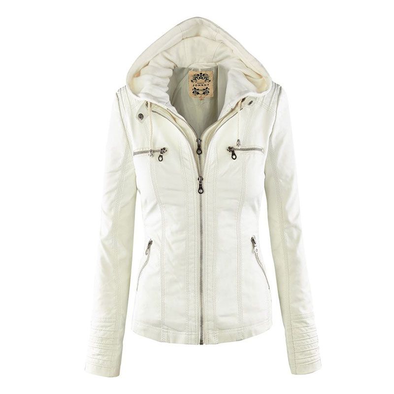 Whole Women S Female Pu Leather Hooded Lapel Zipper Pockets Whole Women S Female Pu Leather Hooded Lapel Zipper Pockets Stylish Jackets White Black Coffee Khaki Apricot M L Xl Womens Coats Wool