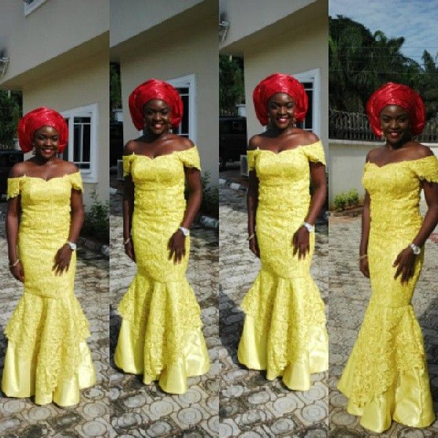 Yellow nigerian lace dresses Yellow nigerian lace dresses
