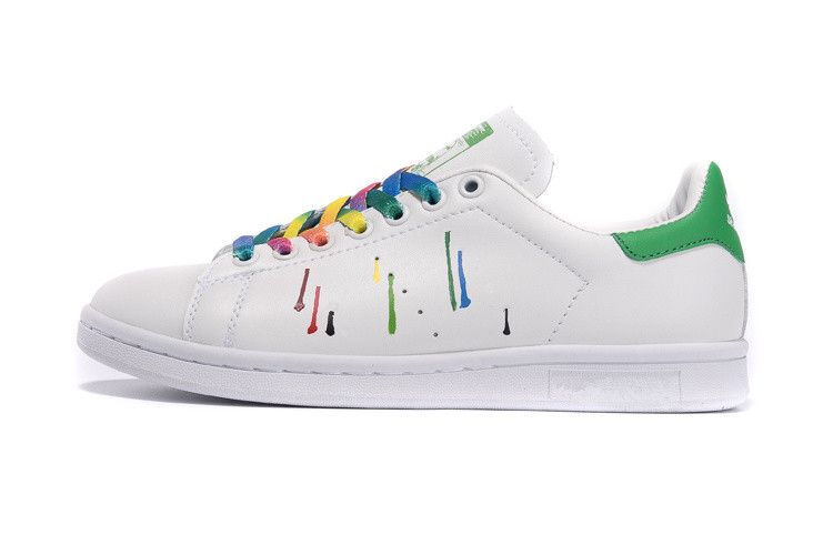 2021 2015 Fashion Stan Smith Colorful Splash Ink Sneakers Genuine Leather Women Mens Smith 