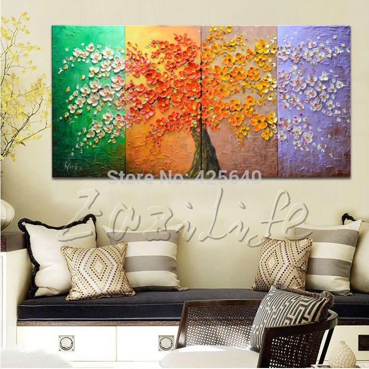 2018 Oil Painting On Canvas Wall Pictures Paintings For Living Room Oil Painting On Canvas Wall Pictures Paintings For Living Room Multi Panel Art Palette Knife Hand Painted Tree