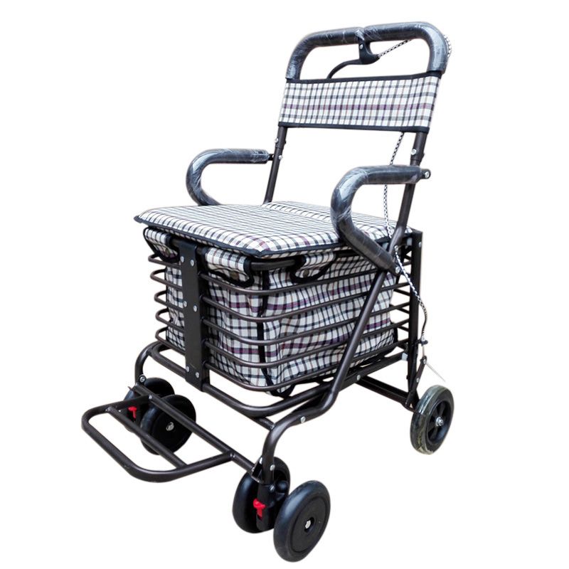 High Grade Shopping Trolley Elderly Walkers Four Wheeled Folding Walker