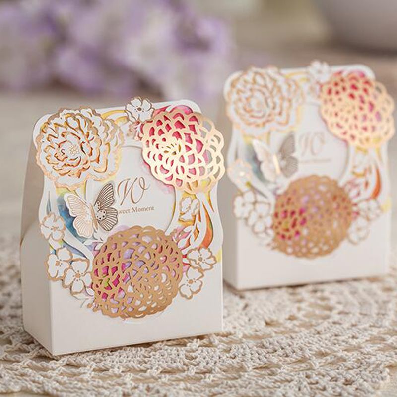 Chocolate Favor Box Flower Wedding Candy Holder Romantic Wedding