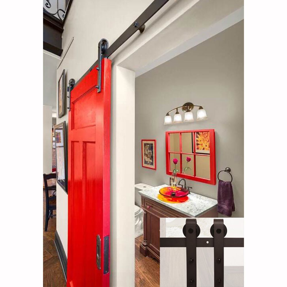 2018 7.5ft Antique Black Wooden Double Sliding Barn Closet Door 2018 7.5ft Antique Black Wooden Double Sliding Barn Closet Door Heavy Duty Modern Wood Hardware Interior American Style Track Kit From Mukden1657, ... - 2018 7.5ft Antique Black Wooden Double Sliding Barn Closet Door