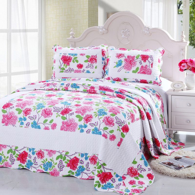 WholesaleCotton Summer Blanket Quilted Counterpane Floral Patchwork