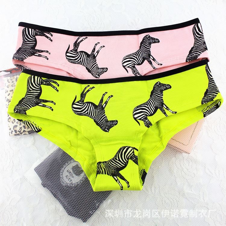 2019 2015 New Women'S Cute Cartoon Zebra Print Panties 100 Cotton Pink Style Ladies Panty