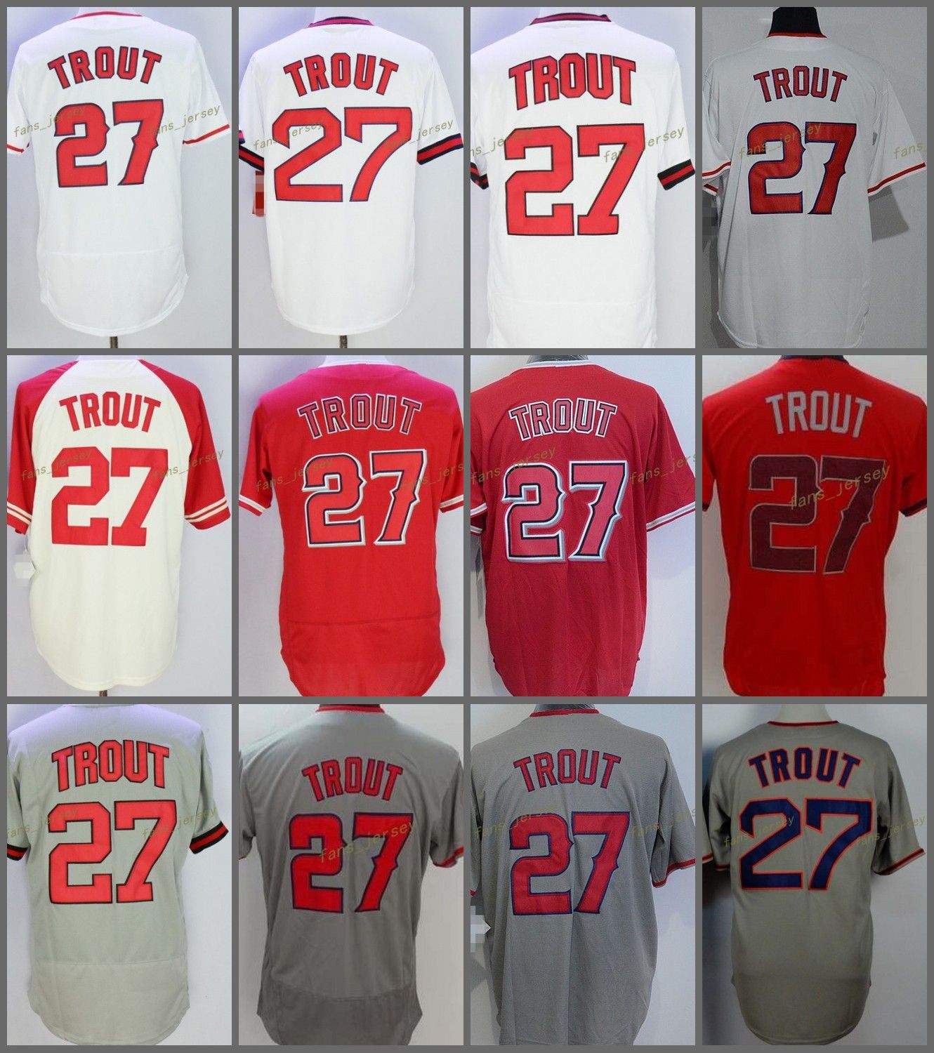 2019 2017 Flexbase Los Angeles Angels 27 Mike Trout Baseball Jersey