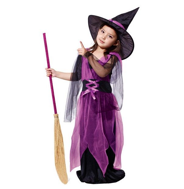 halloween costumes children kids girls dance party evening princess dress little witch queen clothes uniform purple in stock witch girl witch costumes for
