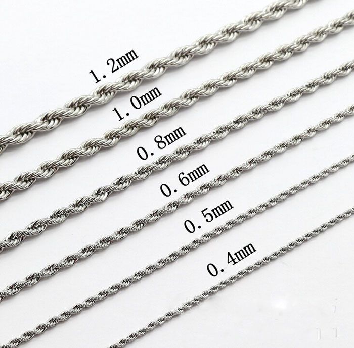 20inch Stainless Steel Rope Chain Link Necklace for Men Ladies