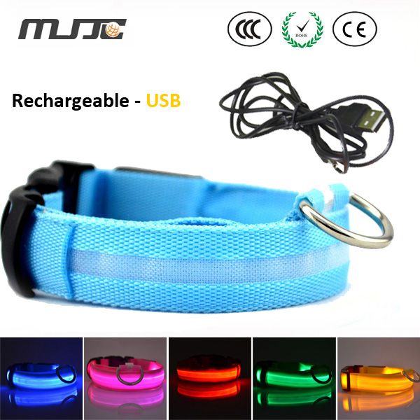 2019 New LED Dog Collars With Usb Charger Cable S M L XL Size Led Pet