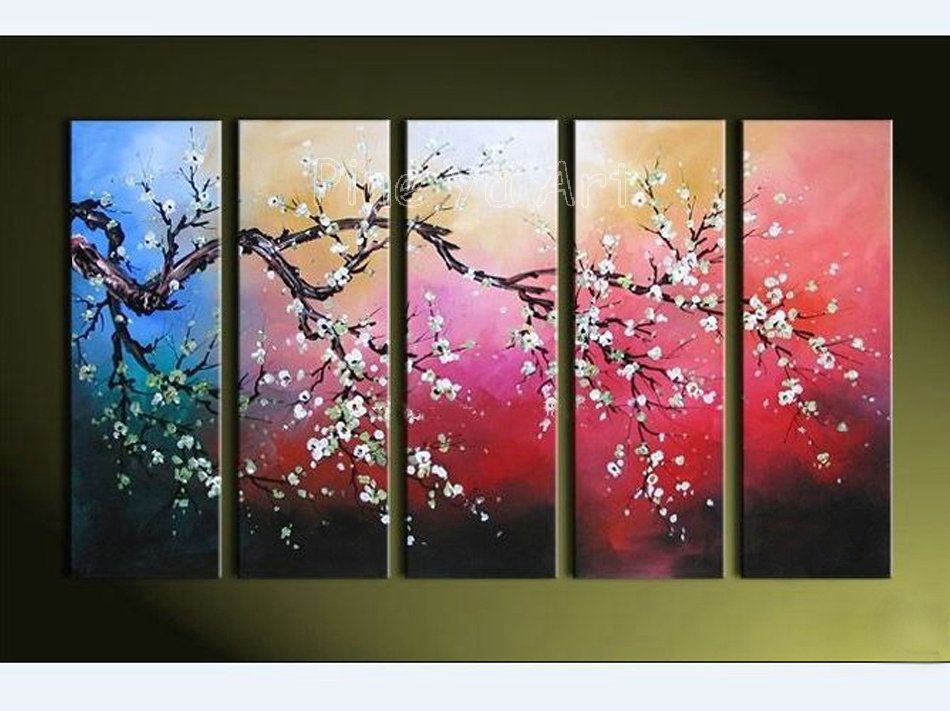 Acheter 5 PiÃ¨ce Gra   nde Fleur De Cerisier Main Peinture Ã L