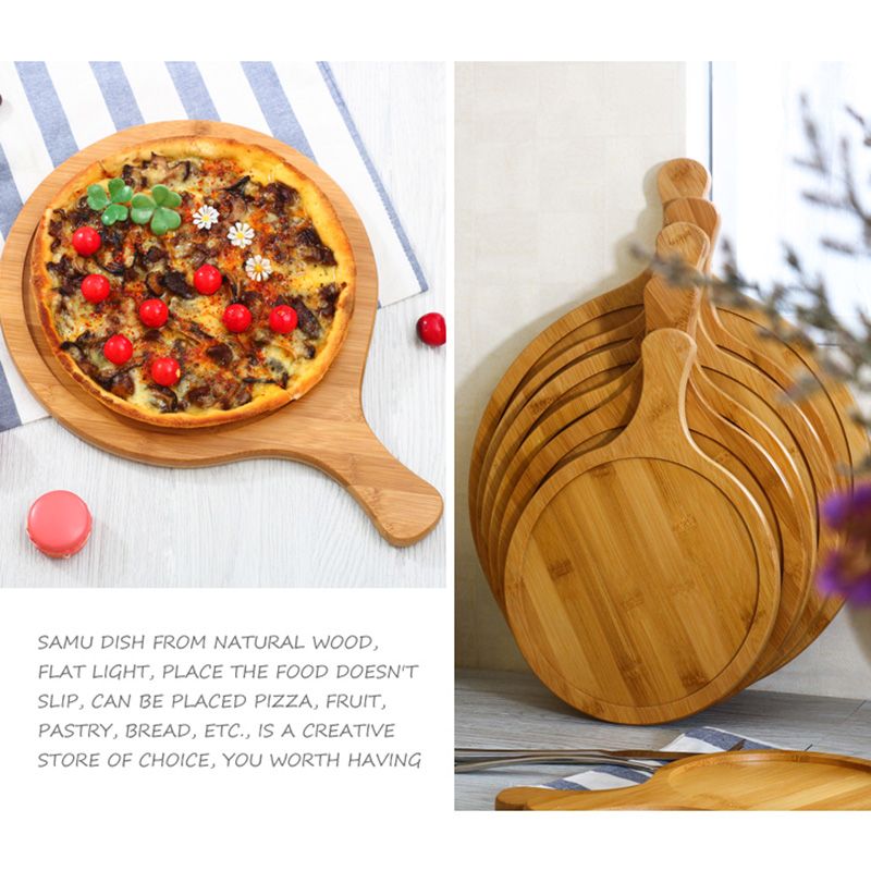 Wooden Round Pizza Board 7 11 Inch Pallets Handled Cutting Wooden Round Pizza Board 7 11 Inch Pallets Handled Cutting Oven Wood Tray Kitchen Baking Platter Cake Bakeware Tools Chopping Blocks