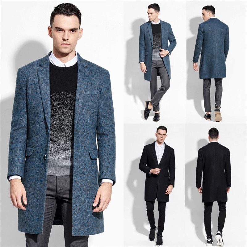 Mens Pea Coat Navy Leather Pea Coat
