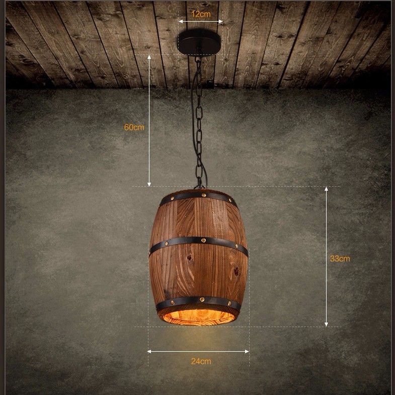 Retre Pendant Lights Lamp Shade Vintage Wood Barrel Retre Pendant Lights Lamp Shade Vintage Wood Barrel Retro Light For Bar Cafe Dining Room Decor Contemporary Lighting