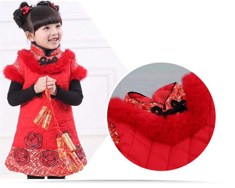 "happy new year chinese 2022, year of the tiger, happy chinese lunar 2021 New Year Baby Girls Clothes Chinese Style Vest Dress Christmas