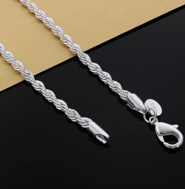 4mm 925 Sterling Silber Überzogene Twist Seil Kette Armbänder für Frauen Männer Hochzeit Armband Europäischen Charme Armbänder Fit Murano Perlen