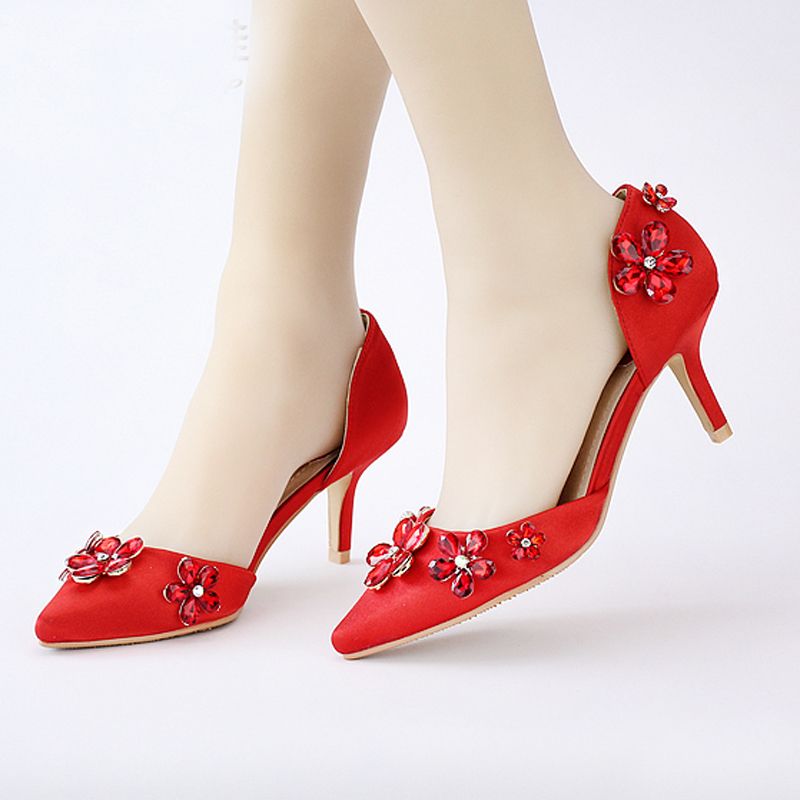 Beautiful WeddingPointed Toe Pink Color Satin Dresses