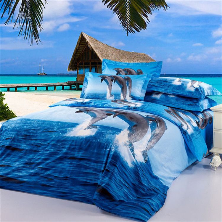 dolphin 3d bedding oil painting printed duvet cover bedding sets dolphin sheet set