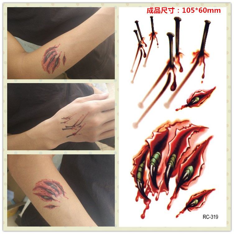 halloween simulation scratch blood tattoos wound scar halloween halloween simulation scratch blood tattoos wound scar halloween