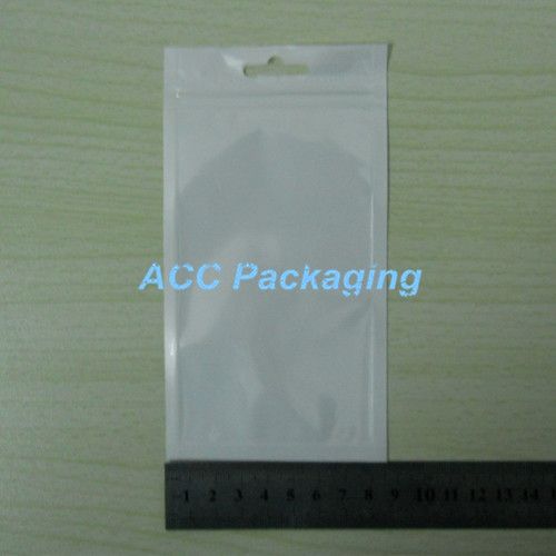 8.5x16cm 3.3"*6.3" White / Clear Self Seal Resealable Zipper Plastic Retail Packaging Packed Bag Retail Package With Hang Hole