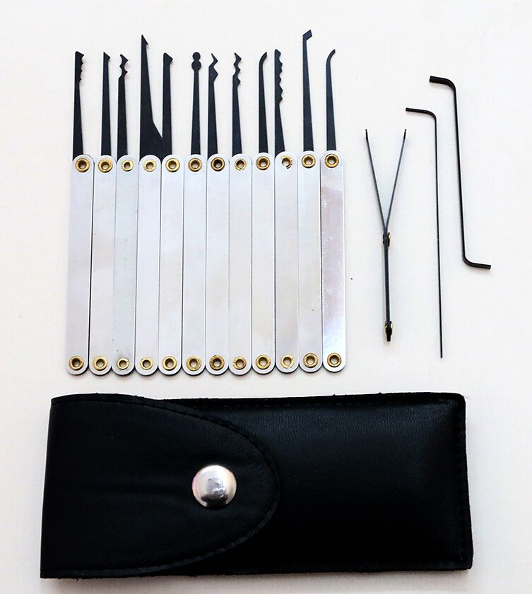 Good Quality Leather Lock Pick Case Stainless Handles W/ Bag Removing