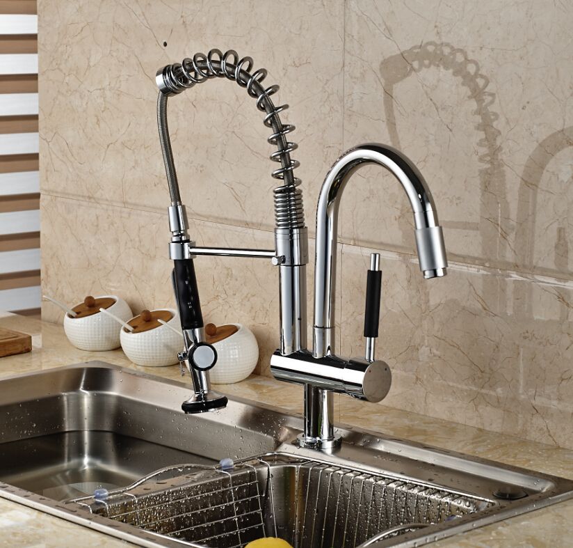 2018 Luxury Chrome Brass Kitchen Faucet Dual Sprayer Vessel Sink 2018 Luxury Chrome Brass Kitchen Faucet Dual Sprayer Vessel Sink Mixer Tap Deck Mounted Spring From Barbara0302 110 56 Dhgate Com