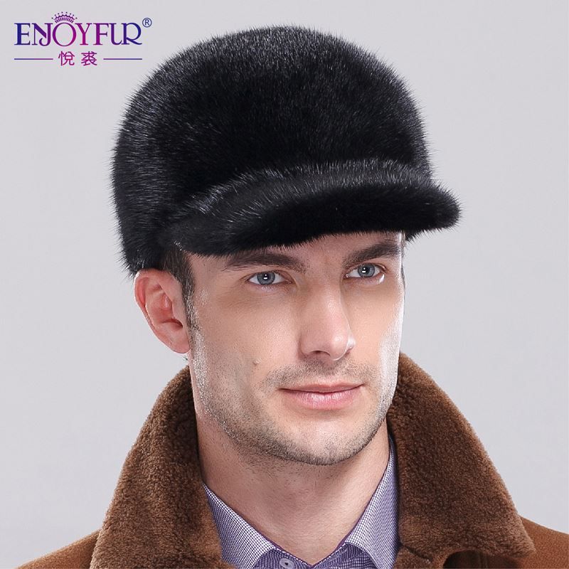 2019 Natural SAGA Velet MInk Fur Visors Hats Winter Men'S Full Mink Fur