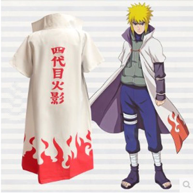 Hokage Quatrième 4ème Poil Costume Anime Naruto Cape Cosplay Robe Cap Minato Uniforme Blanc Unisexe Tissu Namikaze nwkX0O8P