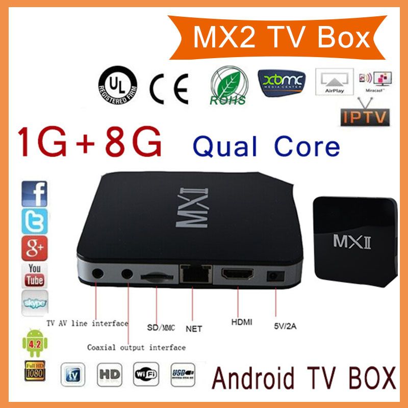 20156 New XBMC Fully Loaded MX2 TV Box Android 4.2 Dual Core 1G + 8G Chip HDMI WiFi DLNA Google ...