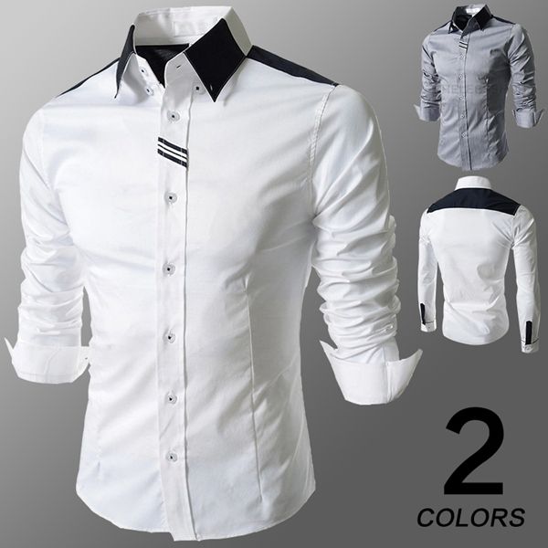 High Quality Button Down Shirts Men's Long Sleeve Contrast