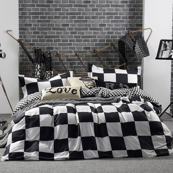 A B Sides Black White Chessboard Design Home Texe Bedroom Soft A B Sides Black White Chessboard Design Home Texe Bedroom Soft Bedding Decor Set Comforters Sheets Pillowcases Queen Duvet Gray Comforter