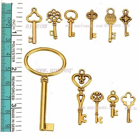 DIY Keys Suspension Mixed Charms Crafts Handmade Necklaces Pendants Bracelet Wholesales Flower Oval Gold Tone Metal Jewelry Findings 