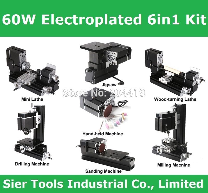 2018 Electroplated Type 60w All Metal 6 In 1 Lathe 2018 Electroplated Type 60w All Metal 6 In 1 Lathe Tz6000mp Mini 6in1 Machine 12000rpm Diy From Samsmile0102