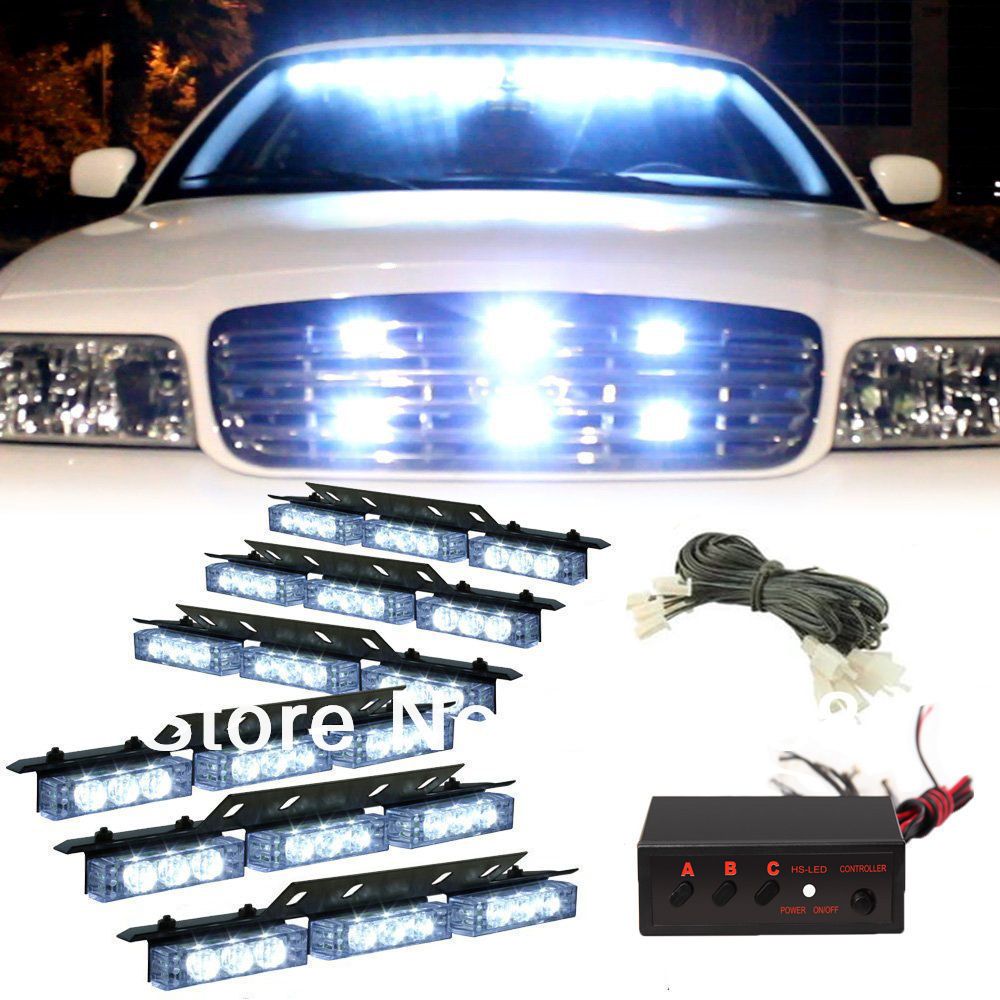 White 54 LED Emergency Vehicle Strobe Flash Lights For Front Deck