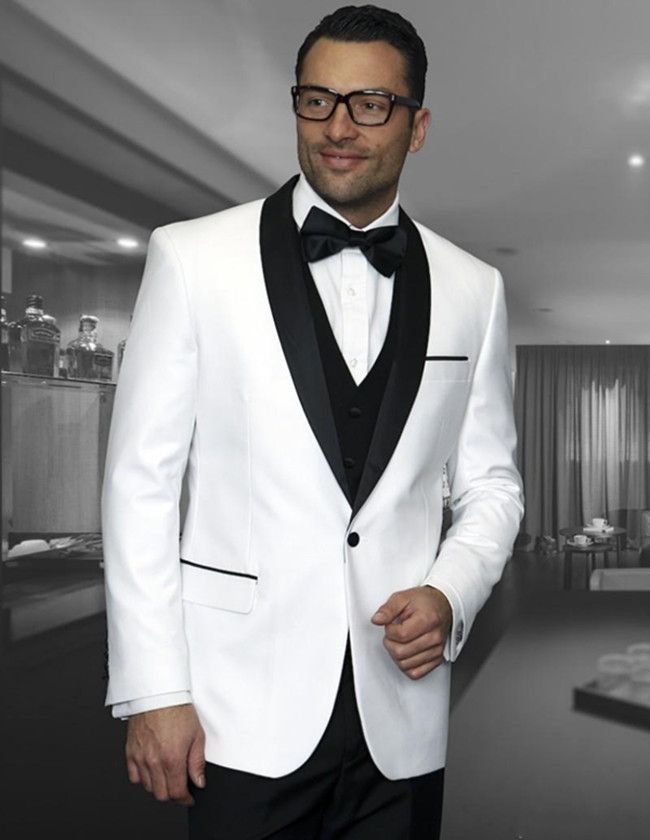 Classy White Black Wedding Tuxedos Slim Fit Suits For Men Groomsmen Suit One Pieces Jackets Cheap Prom Formal Suitsjacketpantvest Guys Prom Tux White Tux Classy White Black Wedding Tuxedos Slim Fit Suits For Men Groomsmen Suit One Pieces Jackets Cheap Prom Formal Suitsjacketpantvest Guys Prom Tux White Tux