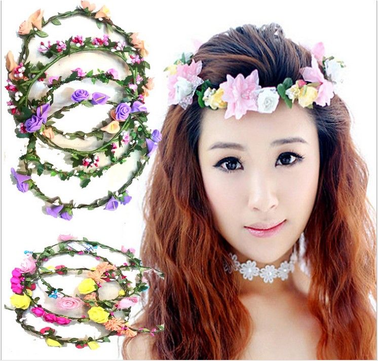 Girl Flower Headbands Festival Wedding Garland Headwear Children'S Hair ...