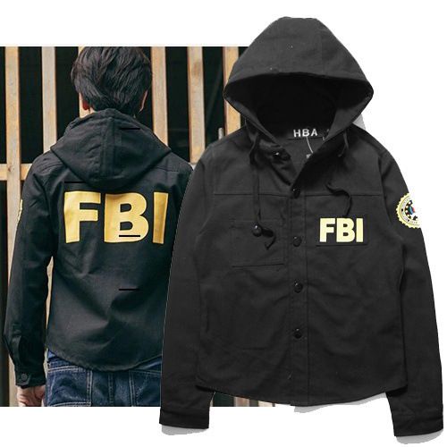 Mens Clothing Stylish Fbi Jacket Hip Hop HBA Softshell Black Jackets 