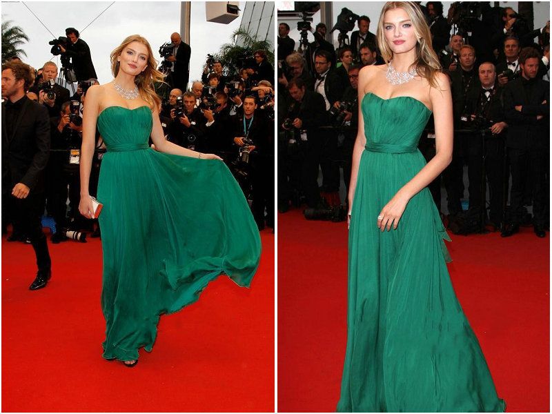2016 Green Strapless Celebrity Dresses Red Carpet Spring Summer Evening