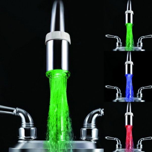 2019 Multiple Color LED Faucet Lights Led Faucet Light Temperature Sensor Water Glow Bathroom
