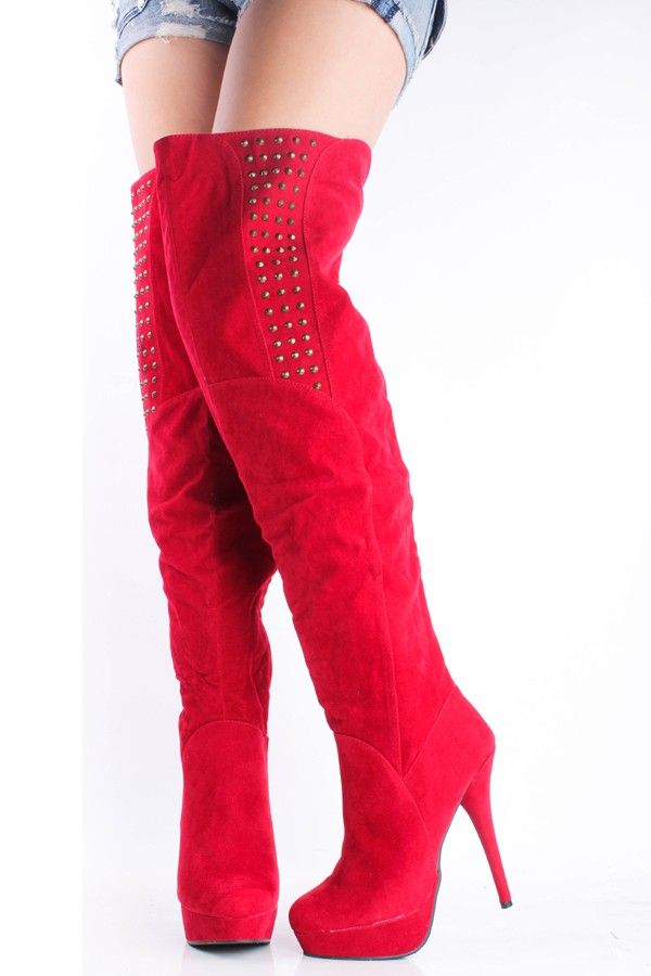 Diz Çizmeleri Üzerinden Kadınlar Için Ayakkabı Siyah / Mavi Pompalar Süet Boot Bacak Rhinestone Yüksek Topuk Ayakkabı Kadın Çizmeler Yeni Varış 2015 Custom Made