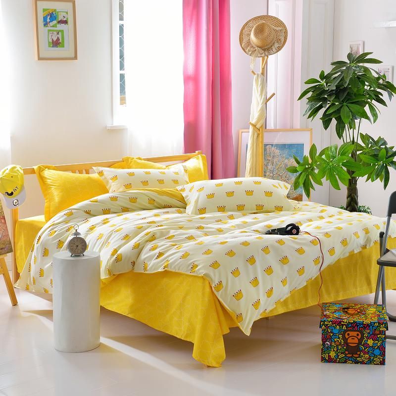 Whole Brand New Yellow Crown Duvet Cover Lovely Cotton Bedsheet Whole Brand New Yellow Crown Duvet Cover Lovely Cotton Bedsheet Plain Home Bedding Set Or Toddler Sets Insert From Lifegreen