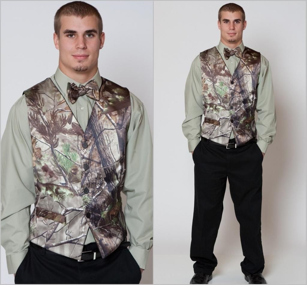 Hot Realtree Camo Mens Vest With Four Buttons Tuxedo Vests For Men Suit