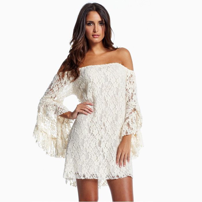 Butterfly Sleeve One Shoulder Dress