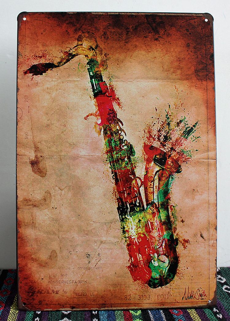 Compre Nuevo 2015 Vintage Cartel De Chapa Retro Metal Pintura Saxofón
